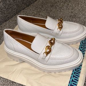Tory Burch Jessa Lug Sole Leather loafer 9.5 white